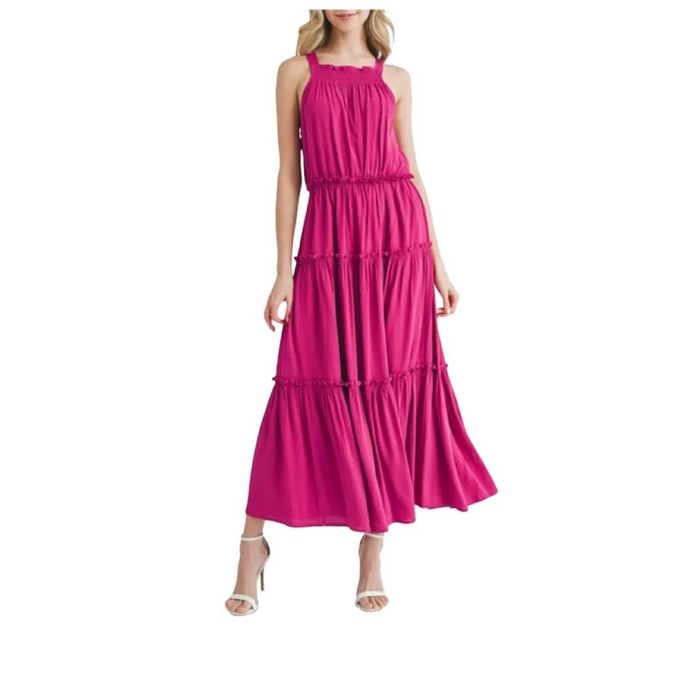 Mila Mae x Nordstrom Pink Maxi Dress  XL Tie Back Smocked Sundress NWT